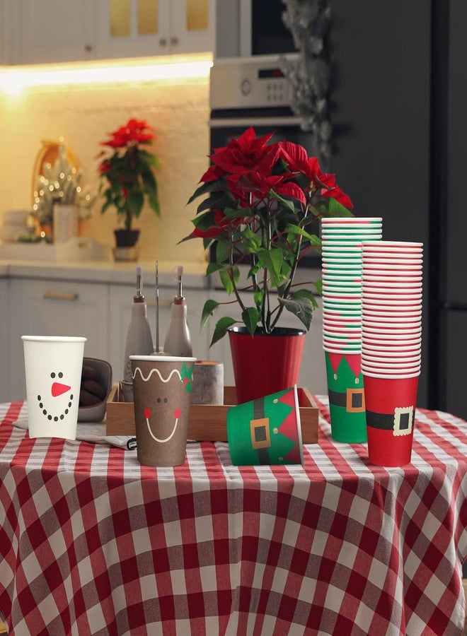 Funtery 100 Pieces Christmas Paper Cups Xmas Disposable Coffee Cups Snowflake Santa Snowman Elk Lights Christmas 9 Ounce Drinking Tea Paper for Daily Use Holiday (Bright Style) - Image 5